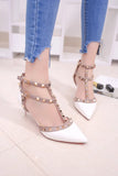Women's Shoes 2019 Summer Pointed High-heeled Stiletto Patent Leather Rivet Single Shoes Was Thin Buckle Women's