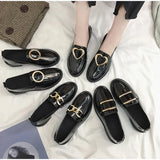 Shoes For Women 2021 Autumn New Small Leather Shoes Female British Style Retro Student Loafers Metal Slip On Woman