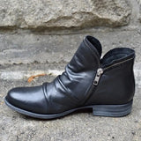 Breakj Boots Autumn And Winter New Round Head Thick And Double-Side Zipper Short Boots Women's Shoes Martin Boots Large Size