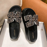 Shoes Thicken Soled Slippers Woman Paillette Sandals Platform Muffins Slides High Heels Sandales Femmes Luxury