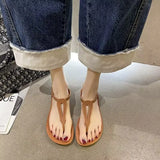 New Women's One-line Strap Sandals Roman Fashion Flat Sandals Casual Beach Sandals Women Ladies Shoes