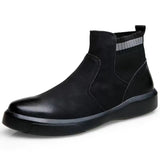 New Winter Men's Chelsea Boots Fashion Casual Leather Ankle Boots High Quality Male Motorcycle Boots Big Size Free