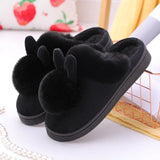 and Women Couple Winter Warm Slippers Female Rabbit Pattern Non-Slip Thicken Indoor Home Plush Slippers Cotton