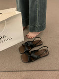 Breakj Casual Gentle Evening Wind Toe Sandals Women Summer 2025 New Soft Leather Cross With Flat Beach