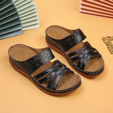 Breakj Female 2023 Summer Flower Slippers Large Yard Slope With Thick Bottom Cross A Word Cool Drag Female Beach
