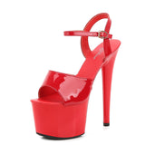 Breakj Lacquered Leather Sandals High Heels Sexy Black Waterproof Platform Hate Day High Slippers Female