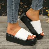 Summer New Women's Shoes Large Size Fashion Cake Thick Bottom One Word Cover Toe Wear Casual