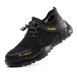 Summer Men Working Safety Shoes Steel Toecap Outdoor Fashion Work Boot Puncture-Proof Non Slip Sneakers Free