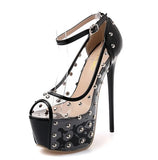 Rivet High Heels Shoes Fashion Sexy Rivets Footwear With Clear Word 2021 Fish mouth platform stiletto
