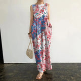 Oversized Casual ZANZEA Loose Vestido Maxi Long Robe Femme 2022 Summer Sleeveless Beach Sundress Bohemian Printed Women
