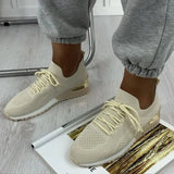 Women Sneakers Knitted Breathable Light Running Shoes Plus Size Solid Ladies Shoes Comfortable Summer Female Flat