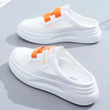 half slippers women's outer wear fashion 2021 new summer women's shoes mesh breathable white shoes Korean shoes