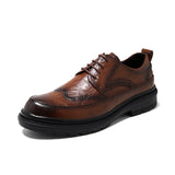 Breakj Leather Shoes Men Leather Brown Business Men's Shoes 2023 New Men British Married