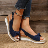 Breakj Women's Sandals Fish Mouth Bows Buckle Fashion Sandals Slopes And Thick-Soled Beach Women's