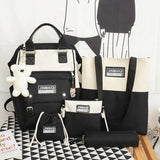 New 5 pcs backpack fashion canvas backpack women travel backpack men and women backpack kids Teen College Students School