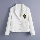 New Spring Women Button Decoration White Short Shirt Coat Female Nine Quarter Sleeve Outerwear Casual Lady Loose Tops