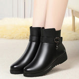 Breakj Women's Cotton Shoes And Velvet Warm Short Boots Middle-Aged And Old Mother Boots Snow Boots Winter Non-Slip Boots Women