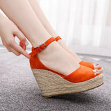 Breakj Cm Fish Mouth Water Table Heel Sandals Large-Size Sandals Bohimia Fish Mouth Sandals Hemp Rope Heel