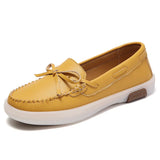 Breakj And Autumn Leather Shoes Women One Foot Bow Flat Single Shoes Korean Version Of The Lefu Shoes Casual Lazy Bean