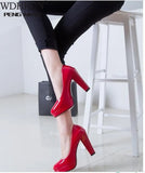 Women Pumps Shoes Women PU Leather Shallow Slip-On Round Toe High Heels Wedding Party Derss Shoes Mujer Plus Size 34-42
