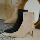 High Heel Boots Women's 2021 New Korean Style Autumn and Winter Mid Heel Stretch Thin Boots Pointed Toe Sock Boots