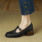 Small Leather Shoes Female Designers Feel Minority Women's Shoes With Thick Heels 2024 Autumn French Vintage Brown Light Mouth Single