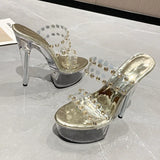 Fashion Summer New Pointed Transparent Waterproof Platform Fine Heel Fashion Runway Ultra High Heel Women's Single Shoes And