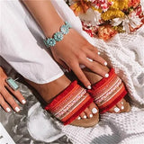 Bohemia Slippers Women 2020 Rome Woman Summer Slides Female Flats Women's Peep Toe Slip On Beach Shoes Plus Size