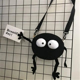 Streetwearwomen Canvas Messenger Bags Funny Cute Ugly Cute Small Bag One-shoulder Small Black Wool Briquette
