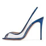 Furtado Summer Women sexy peep toe pvc Sandals Stilettos Heels 11cm Sexy Buckle Strap Women's Shoes sling back ladies