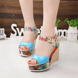 2020 Fashion INS Hot Lace Leisure Women Wedges Heeled Women Shoes Summer Sandals Party Platform High Heels Shoes