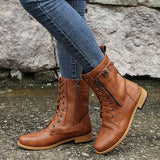 Breakj And Winter New Lady Martin Boots Front With Solid Color Low-Hee Color Boots Large