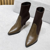 Winter Socks Boots Sexy Knitted Elastic Boots High Heels Women's Fashion Shoes Women's Striped plus size