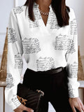 Women 2022 Spring Elegant V-Neck Blouse Popular Vintage Flowers Print Slim Shirt Autumn Office Ladies Fashion Long Sleeve