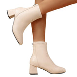 Breakj 2025 New Thick And Short Boots Women's High-Sleet Single Boots French Fashion Casual Models Coarse And Naked