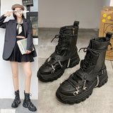 Women shoes platform boots punk gothic for women boots combat boots ladies black boots metal button woman motorcycle