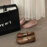 Shoes Women's Spring And Summer Evening Shoes New Style Mary Jane Hundred-Style Soft Leather Doudou Flat Shoes With
