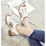 Toe Beige Square heel High heels sandals women2019summer shoes woman Retro Student Metal Decoration ladies shoes