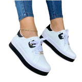 Breakj Summer New Ladies Thick-Soled Casual Single Shoes Women's Thick-Sed Round-Headed Embroidered Leather Side Single