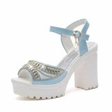 Breakj 2023 Rhinestone Fish Mouth Shoes Platform Platform Korean Version Waterproof Platform High Heel A Word With Thick Heel Sandals Women's