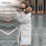2022 Long Winter Coat Women Hooded Down Parka Ladies New Warm Winter Jacket Women Loose Big Fur Collar Jacket