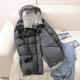 Winter Soft Fluffy Hooded Splicing Colour New Down Jacket Women White Duck Down Warm Coat Loose Warm Bread Clothes