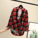 Blouses Shirts Tunic Womens Tops 2020 Long Sleeve Clothing Button Up Down Plaid New Fashion Autumn Turn-down Collar