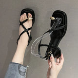 Women's summer chunky toe sandals, black, white, brown, white with temperament toe sandals for