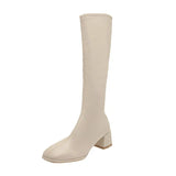 Womens Boots Winter Thick Heel Bottom Long Cotton High Heel Snow Zipper Knee-high Fashion Hot Classic Sexy Wild Botas