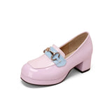 Female Platform Heel Loafer Shoes Women's Lolita Bow Cosplay Contrast Color Pumps Japanese Student Fashion Tide Golden