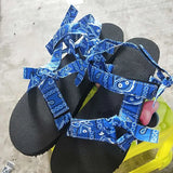 Flat Sandals graffiti Bandana Shoes Summer Outdoor Platform Sandals Open Toe Cute Bow Casual Ladies Beach Shoes