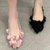 2023 Petals Pointed Head With Buckle Flat Shoes Female Fairy Wind Head Flat Shoes Low Heel Small Fresh Sandals