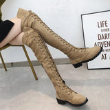 Breakj Explosive Large Code 35-43 Yards Flat Over The Knee Women's Long Boots Autumn And Winter New Velvet Locomotive