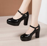 New Spring Autumn Casual High-heeled Shoes Sexy Thick Heels Platform Pumps Black White Size 43 High Heels